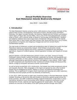East Melanesian Islands Annual Portfolio Overview, 2020 English