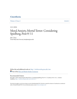 Moral Anxiety, Mortal Terror: Considering Spielberg, Post-9/11 Jake T