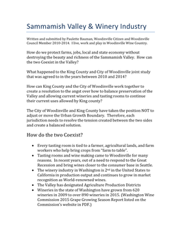 Sammamish Valley & Winery Industry