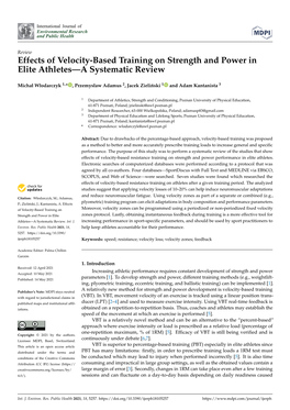 Effects of Velocity-Based Training on Strength and Power in Elite Athletes—A Systematic Review