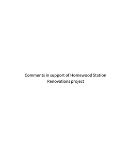 Comments in Support of Homewood Station Renovations Project