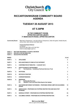 Riccarton/Wigram Community Board Agenda 20 August 2013