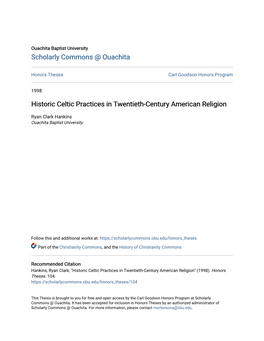 Historic Celtic Practices in Twentieth-Century American Religion