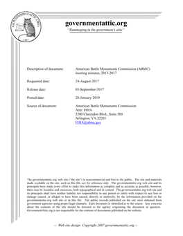 American Battle Monuments Commission (ABMC) Meeting Minutes, 2013-2017