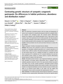 Contrasting Genetic Structure of Sympatric Congeneric Gastropods: Do Differences in Habitat Preference, Abundance and Distribution Matter?