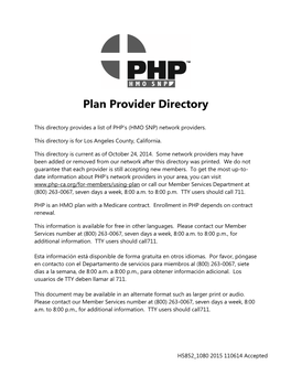 Plan Provider Directory