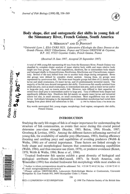 Body Shape, Diet and Ontogenetic Diet Shifts in Young Fish of the Sinnamary River, French Guiana, South America @U O Qw2