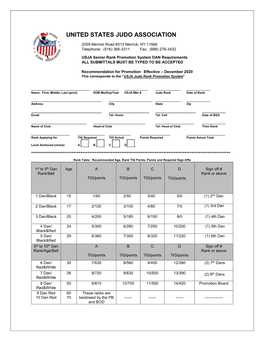 Senior Dan Promotion Application