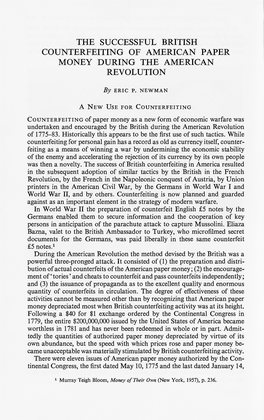 The Successful British Counterfeiting of American Paper Money During the American Revolution