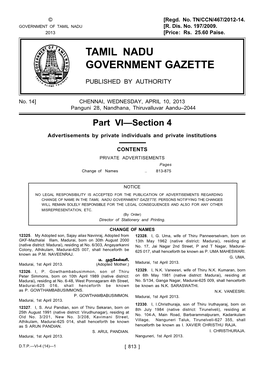 Tamil Nadu Government Gazette