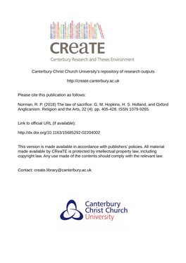 Canterbury Christ Church University's Repository of Research Outputs Http