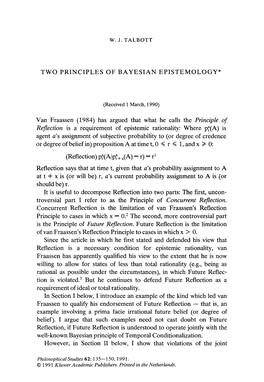 Two Principles of Bayesian Epistemology*