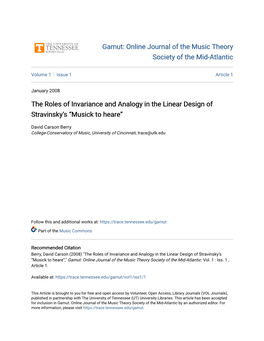 The Roles of Invariance and Analogy in the Linear Design of Stravinskyâ