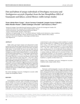 Diet and Habitat of Unique Individuals of Dinohippus Mexicanus And