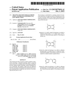 (12) Patent Application Publication (10) Pub. No.: US 2015/0279654 A1 KATO Et Al