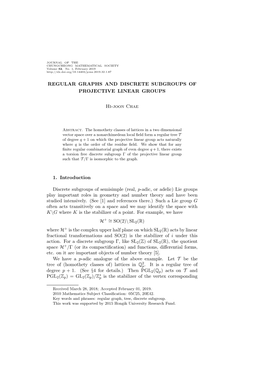 Regular Graphs and Discrete Subgroups of Projective Linear Groups