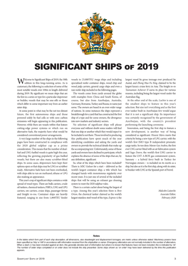SIGNIFICANT SHIPS of 2019