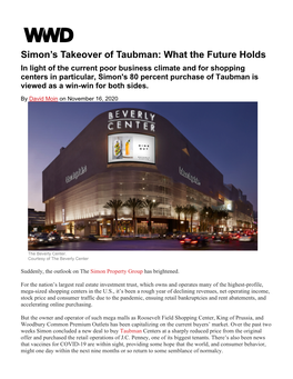 Simon's Takeover of Taubman: What the Future