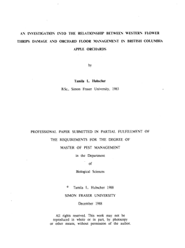 An Investigation Into the Relationship Between Western Flower Thrips Damage and Orchard Floor Management in British Columbia Apple Orchards