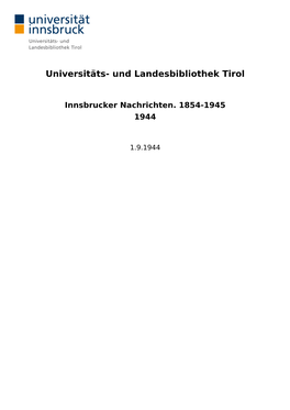 Und Landesbibliothek Tirol Innsbrucker Nachrichten. 1854-1945 1944