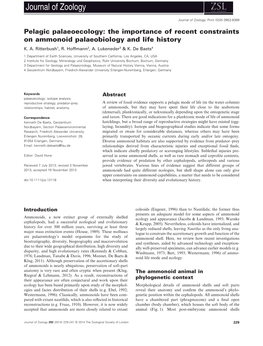 Pelagic Palaeoecology: the Importance of Recent Constraints on Ammonoid Palaeobiology and Life History K