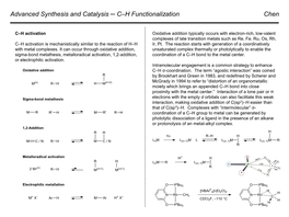 Advanced Synthesis and Catalysis C‒H Functionalization Chen