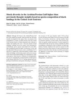 Insights Based on Species Composition of Shark Landings in the United Arab Emirates