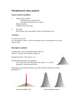 Morphometric Data Analysis