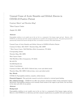 Unusual Cause of Acute Sinusitis and Orbital Abscess in COVID-19