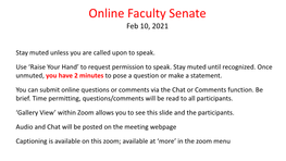Online Faculty Senate Feb 10, 2021