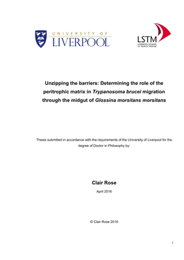 Determining the Role of the Peritrophic Matrix in Trypanosoma Brucei Migration Through the Midgut of Glossina Morsitans Morsitans