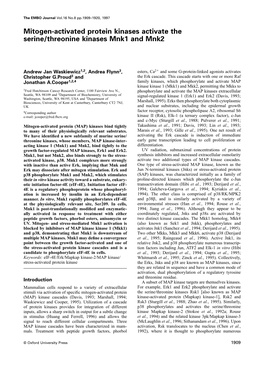 Mitogen-Activated Protein Kinases Activate the Serine/Threonine Kinases Mnk1 and Mnk2