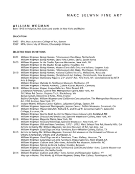 William Wegman CV