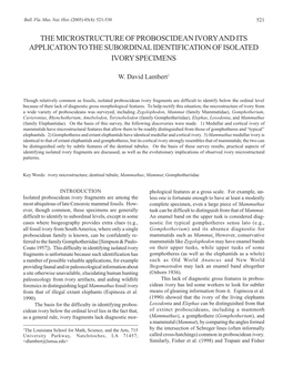 The Microstructure of Proboscidean Ivory and Its Application to the Subordinal Identification of Isolated Ivory Specimens