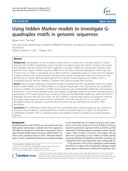 Using Hidden Markov Models to Investigate G- Quadruplex Motifs in Genomic Sequences