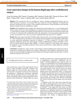 Gene Expression Changes in the Human Diaphragm After Cardiothoracic Surgery