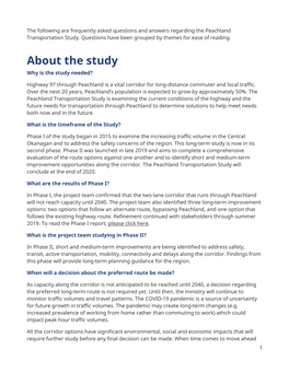 Peachland Transportation Study Frequently Asked Questions