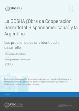 La OCSHA (Obra De Cooperación Sacerdotal Hispanoamericana) Y La Argentina