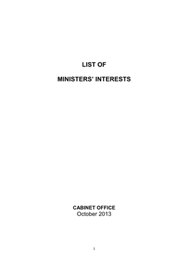 List of Ministers' Interests