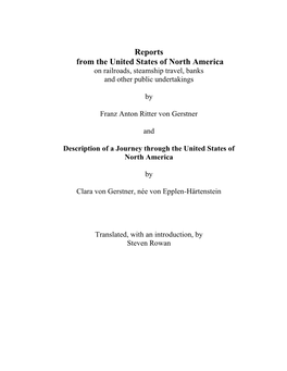 Reports from the United States of North America on Railroads, Steamship Travel, Banks and Other Public Undertakings