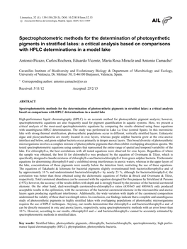 Spectrophotometric and HPLC Methods for Determination Of