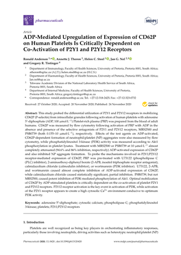 ADP-Mediated Upregulation of Expression of CD62P on Human Platelets Is Critically Dependent on Co-Activation of P2Y1 and P2Y12 Receptors