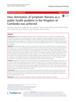How Elimination of Lymphatic Filariasis As a Public Health Problem in The
