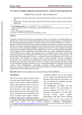 New Aspects of Cellular Adaptation in Physical Activity: a Delayed Muscle Pain Approach