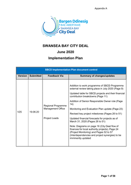SWANSEA BAY CITY DEAL June 2020 Implementation Plan