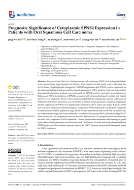 Prognostic Significance of Cytoplasmic SPNS2 Expression in Patients with Oral Squamous Cell Carcinoma