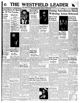 THE WESTFIELD LEADER the Leading and Most Widely Circulated Weekly Newspaper in Union County Entered an Secoixj Class Matter 33 Post Offlcn, Westfleld