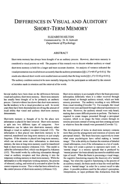 Differences in Visual and Auditory Short-Term Memory