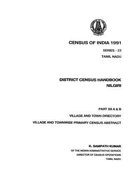 District Census Handbook, Nilgiri, Part XII-A & B, Series-23