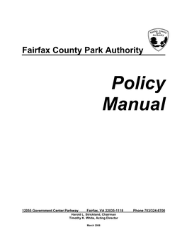 Fairfax County Park Authority Policy Manual - March 2008